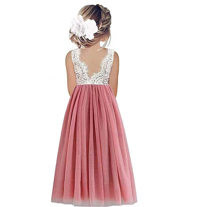 Flower Girl Dress Baby Kids Summer Princess Party Lace Wedding Birthday Dresses Children Clothing-Party Dress-ridibi