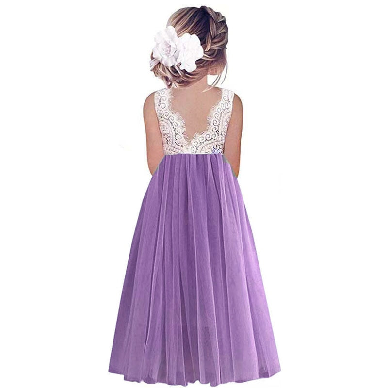 Flower Girl Dress Baby Kids Summer Princess Party Lace Wedding Birthday Dresses Children Clothing-Party Dress-ridibi