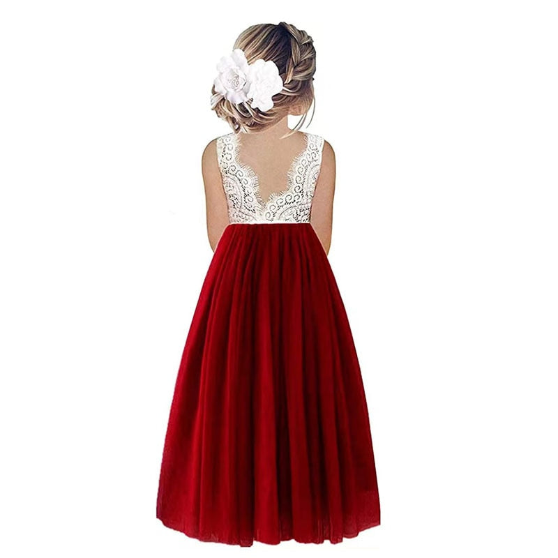 Flower Girl Dress Baby Kids Summer Princess Party Lace Wedding Birthday Dresses Children Clothing-Party Dress-ridibi