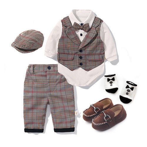 Boys Gentleman English Vest Pants Suit Dress-Suite Set-ridibi