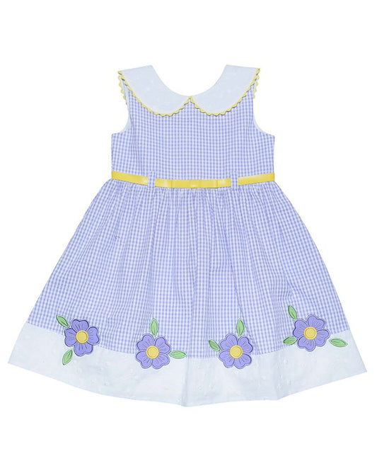 Toddler Girls Check Floral Fit-and-Flare Dress-Kids-ridibi