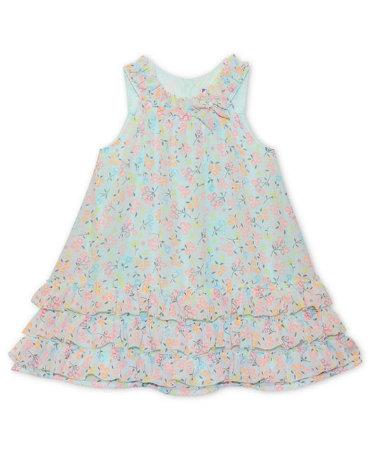 Toddler Girls Pastel Floral Ruffle Trim Swing Dress-Kids-ridibi