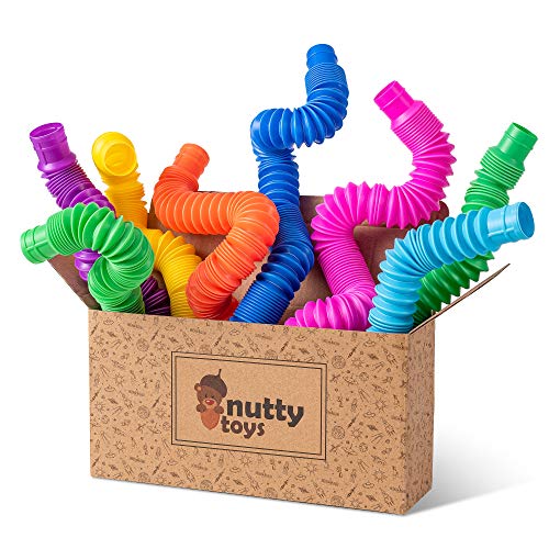 nutty toys 8 pk Pop Tubes Sensory Toys (Large) Fine Motor Skills & Learning Toddler Toy for Kids, Top ADHD & Autism Fidget 2023 Best Preschool Boy Girl Gifts Idea Unique Toddler Easter Basket Stuffers-Back to results-ridibi