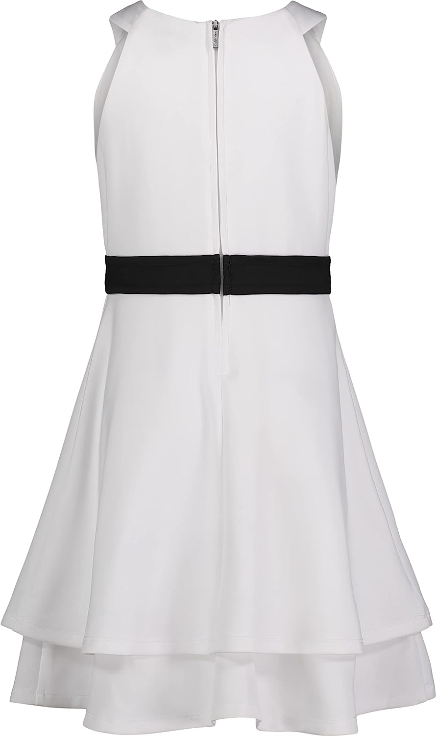 Calvin Klein Girls' Sleeveless Party Dress, Fit and Flare Silhouette, Round Neckline & Back Zip Closure-Back to results-ridibi