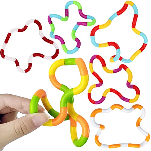 6pc Multicolored Fidget Toys for Kids, Boys, Girls, Adults - Best Sensory Items for Autism, Relaxation, Stress, Decompression - Squeeze, Twist, Chain Spinner Alternative Gift-Fidget Blocks-ridibi