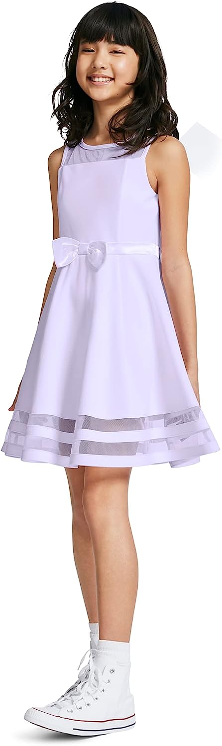 Calvin Klein Girls' Sleeveless Party Dress, Fit and Flare Silhouette, Round Neckline & Back Zip Closure-Back to results-ridibi