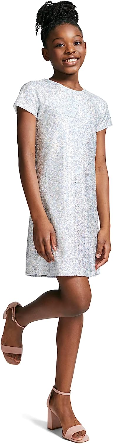 Calvin Klein Girls' Sleeveless Party Dress, Fit and Flare Silhouette, Round Neckline & Back Zip Closure-Back to results-ridibi