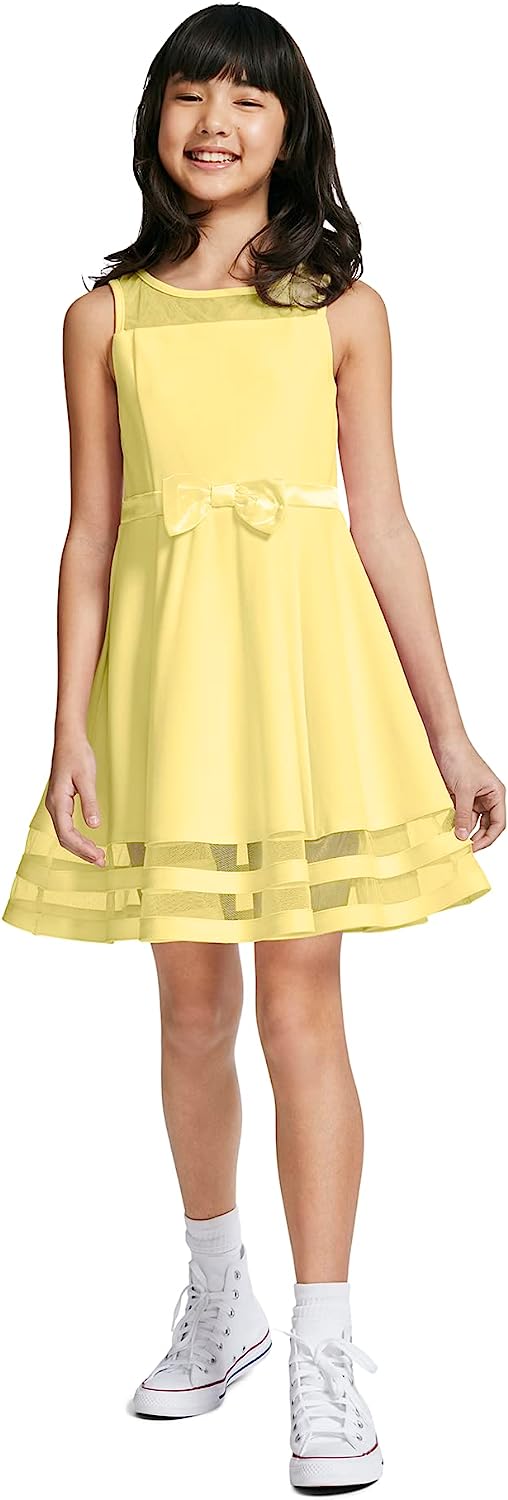 Calvin Klein Girls' Sleeveless Party Dress, Fit and Flare Silhouette, Round Neckline & Back Zip Closure-Back to results-ridibi