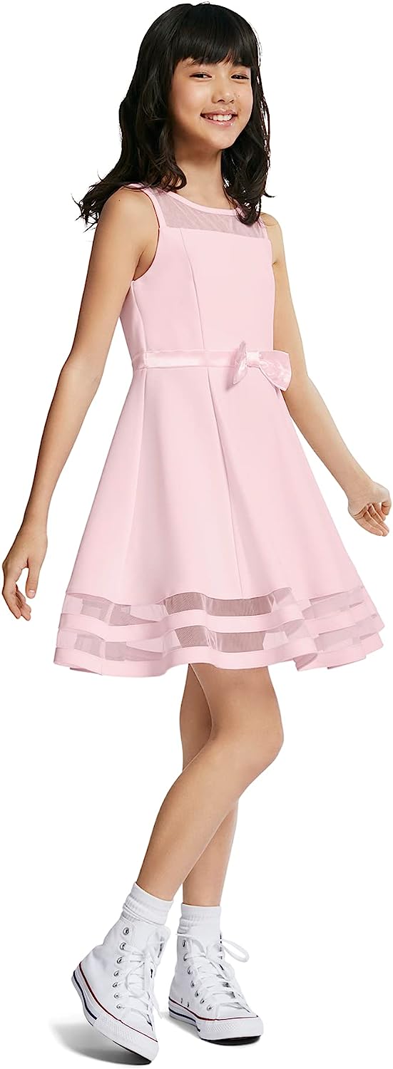 Calvin Klein Girls' Sleeveless Party Dress, Fit and Flare Silhouette, Round Neckline & Back Zip Closure-Back to results-ridibi