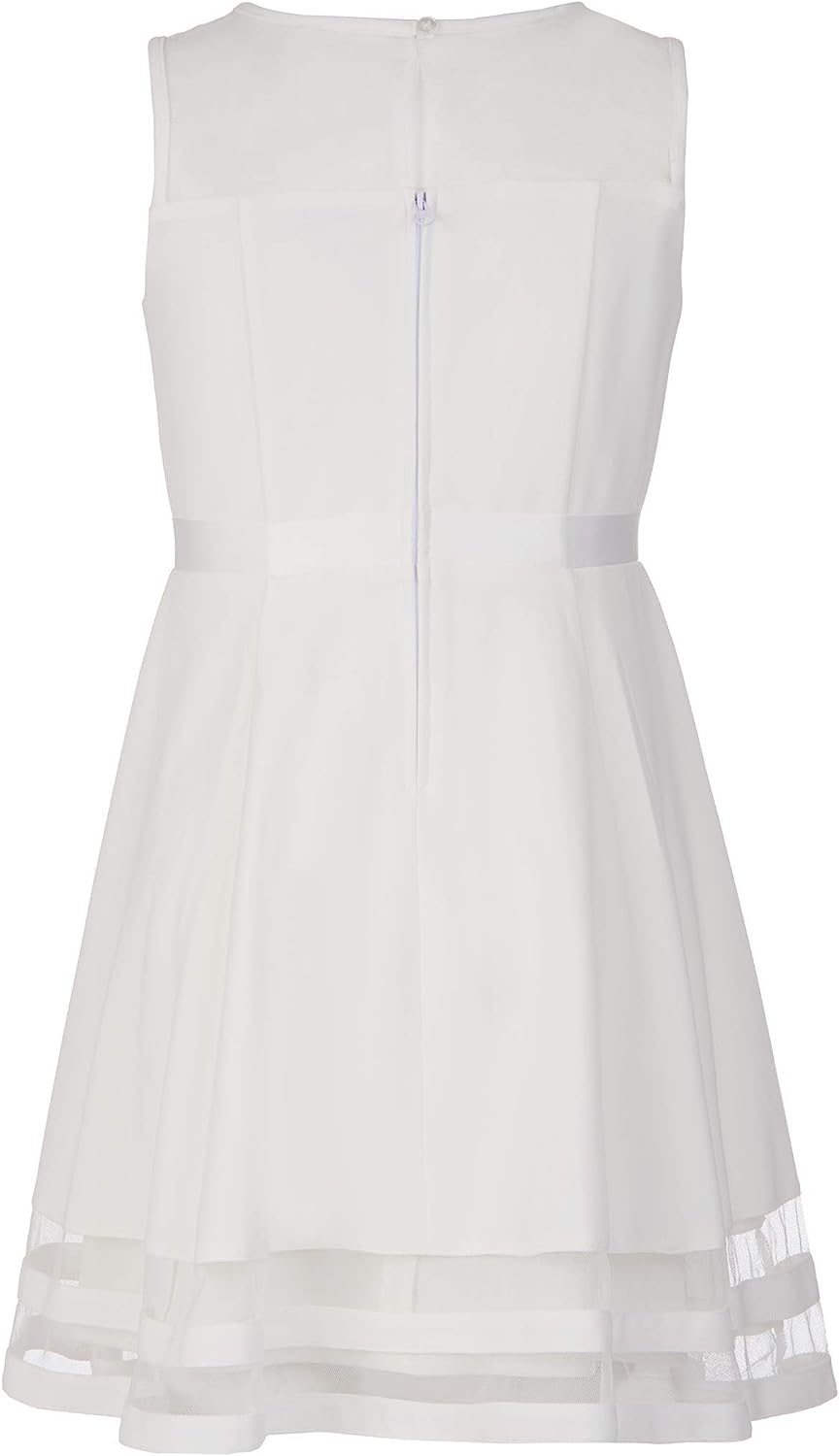 Calvin Klein Girls' Sleeveless Party Dress, Fit and Flare Silhouette, Round Neckline & Back Zip Closure-Back to results-ridibi