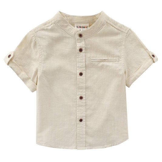 Boys Short Sleeves Button Down Shirt Linen-Shirt-ridibi