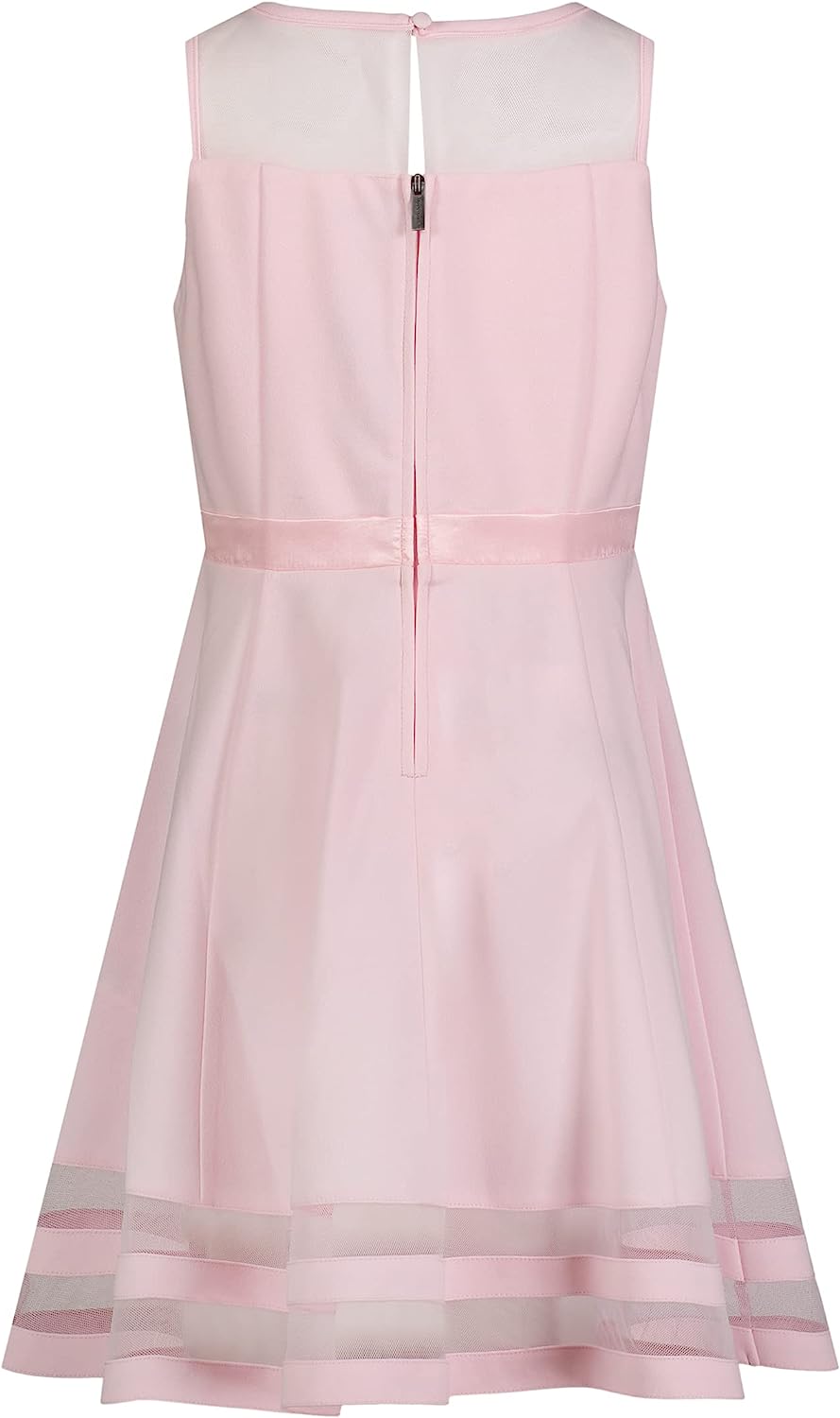 Calvin Klein Girls' Sleeveless Party Dress, Fit and Flare Silhouette, Round Neckline & Back Zip Closure-Back to results-ridibi