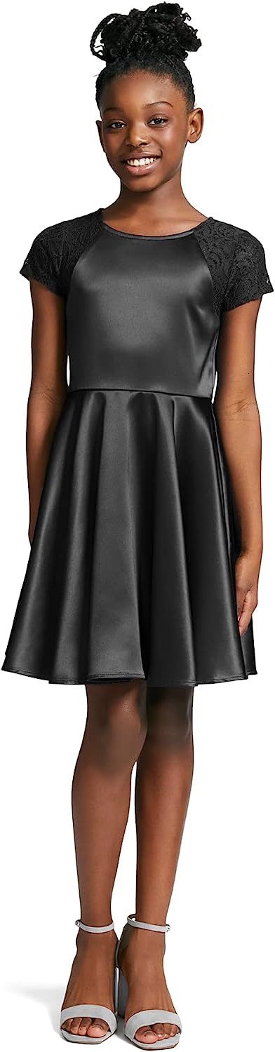 Calvin Klein Girls' Sleeveless Party Dress, Fit and Flare Silhouette, Round Neckline & Back Zip Closure-Back to results-ridibi