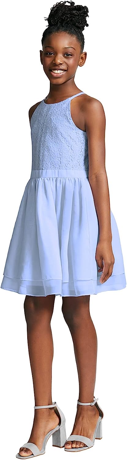 Calvin Klein Girls' Sleeveless Party Dress, Fit and Flare Silhouette, Round Neckline & Back Zip Closure-Back to results-ridibi