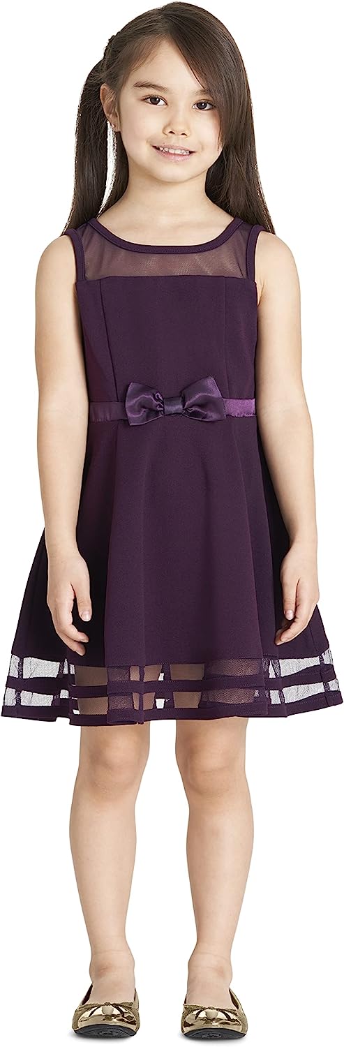 Calvin Klein Girls' Sleeveless Party Dress, Fit and Flare Silhouette, Round Neckline & Back Zip Closure-Back to results-ridibi
