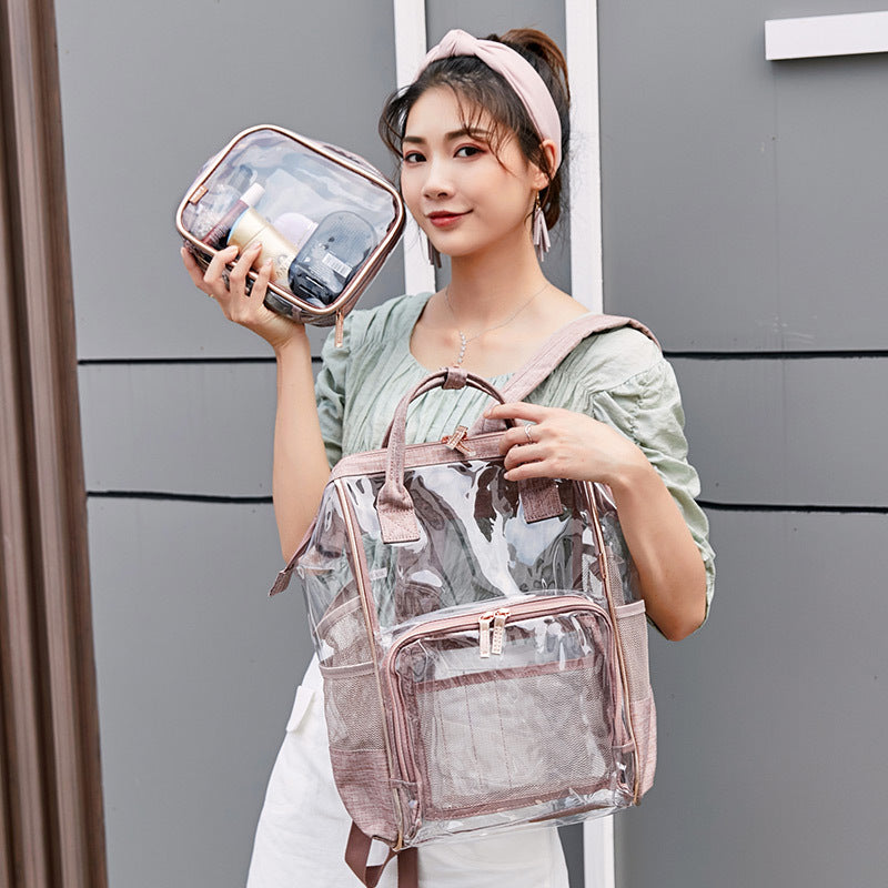 Transparent jelly backpack-Girls Backpack-ridibi