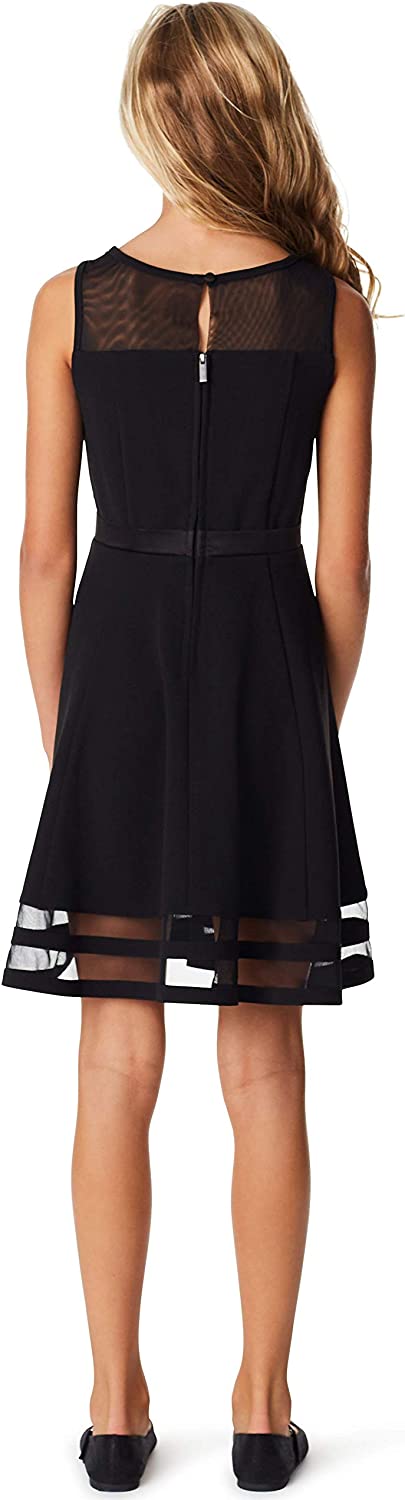 Calvin Klein Girls' Sleeveless Party Dress, Fit and Flare Silhouette, Round Neckline & Back Zip Closure-Back to results-ridibi