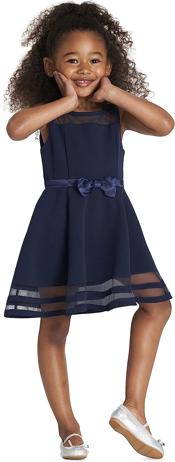Calvin Klein Girls' Sleeveless Party Dress, Fit and Flare Silhouette, Round Neckline & Back Zip Closure-Back to results-ridibi