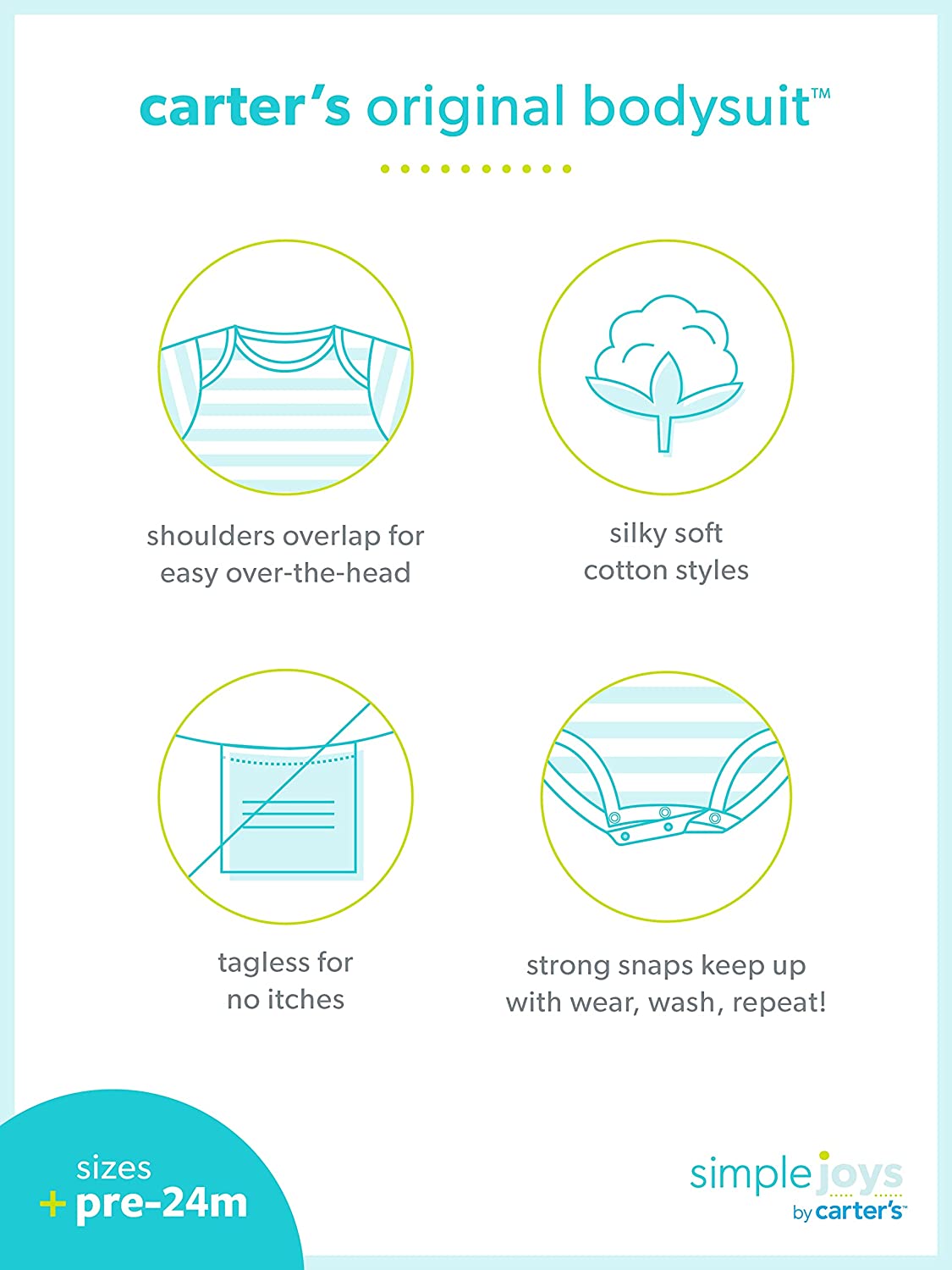Carter's Baby Boys' Long-Sleeve Bodysuit, Pack of 5-Bodysuits-ridibi