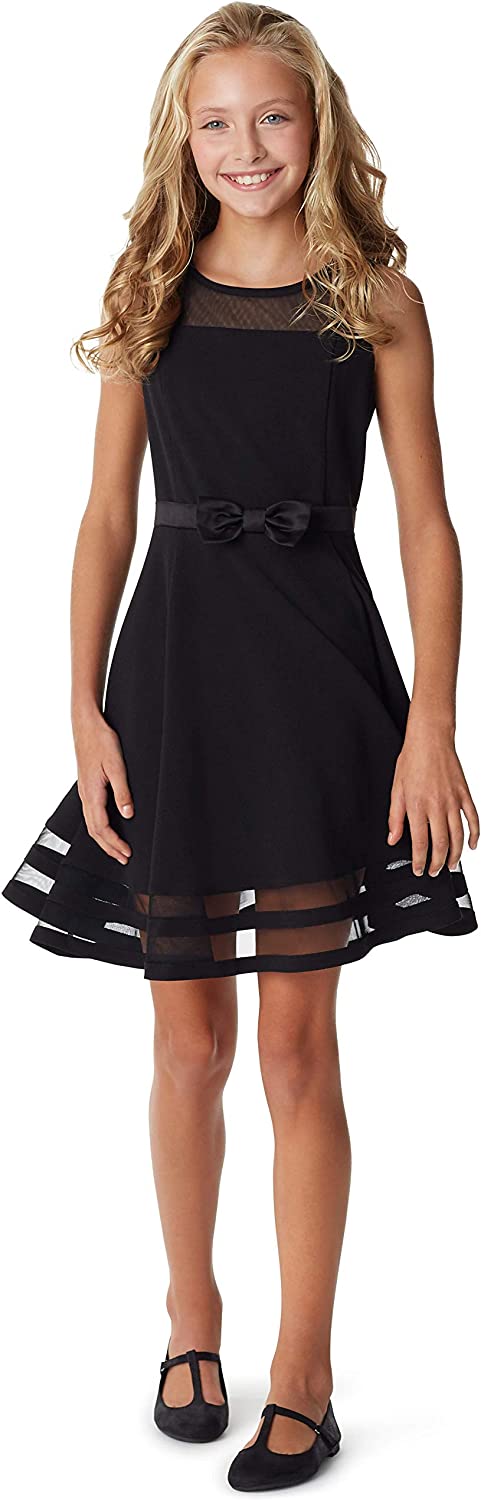 Calvin Klein Girls' Sleeveless Party Dress, Fit and Flare Silhouette, Round Neckline & Back Zip Closure-Back to results-ridibi