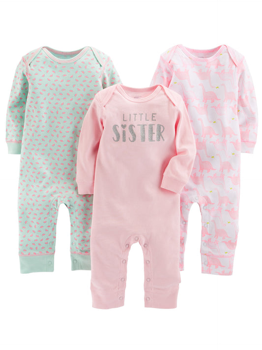 Carter's Baby Girls' Jumpsuits, Pack of 3-Jumpsuits-ridibi