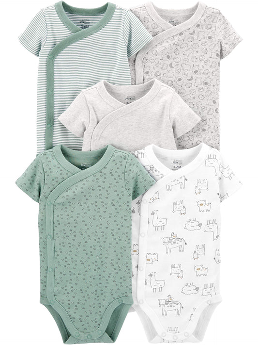 Carter's Unisex Babies' Short-Sleeve Side Snap Bodysuit, Pack of 5-Side -Snap-ridibi