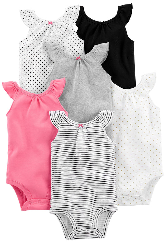 Carter's Baby Girls' Sleeveless Bodysuit, Pack of 6-Bodysuits-ridibi