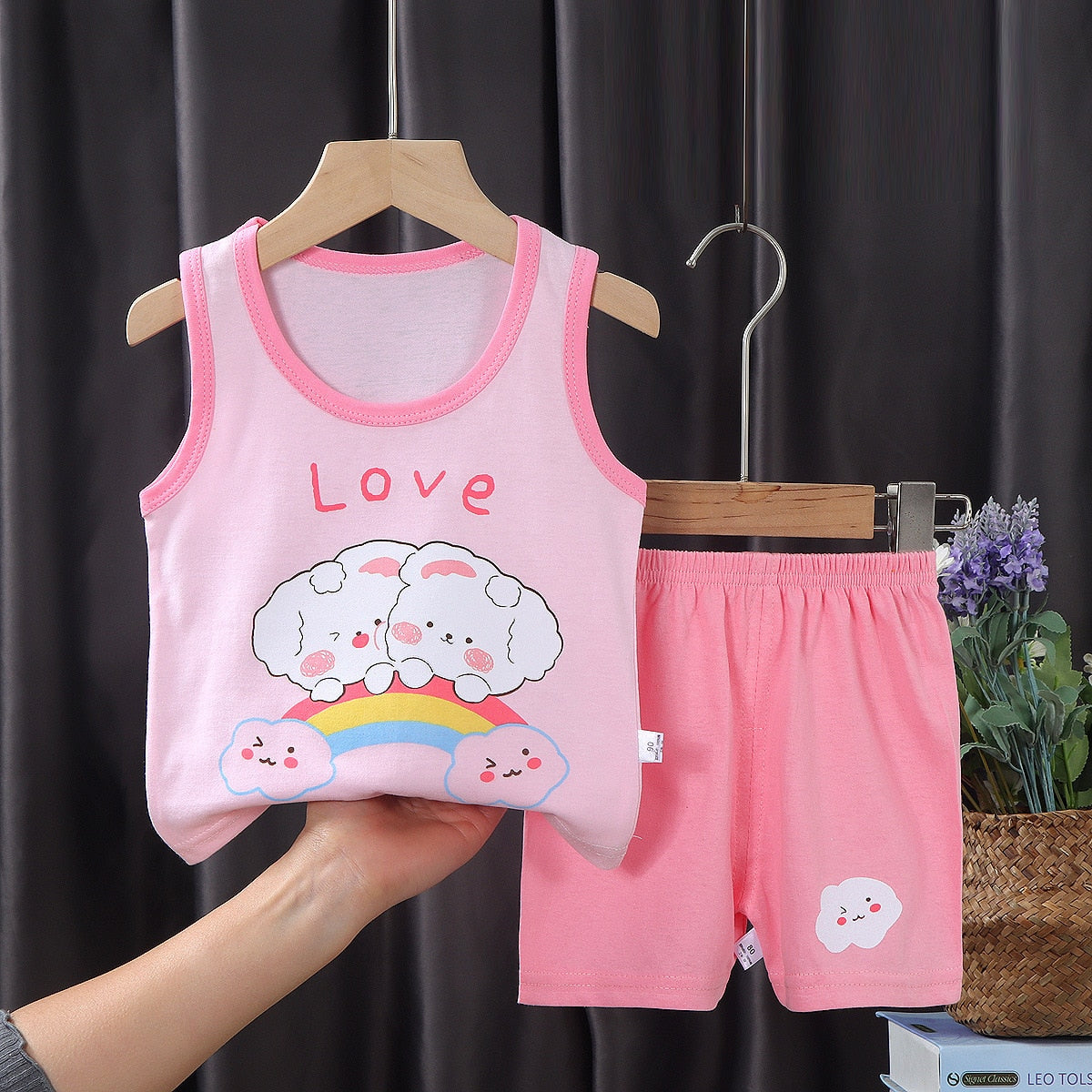 Toddler and Big Boys Summer Sleeveless Suit set-Sleeveless and shorts-ridibi