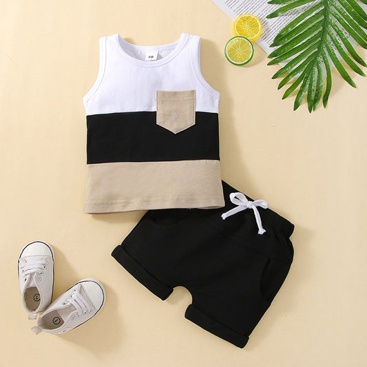 Infant/Toddler Baby Boys Short Sets Sleeveless Vest Tops 6-36M-2 pc shorts and vest set-ridibi