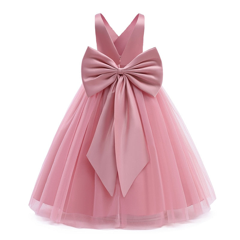 White Bridesmaid Dress Long Formal Dress 5-12 Yrs Big Girls-Dress-ridibi