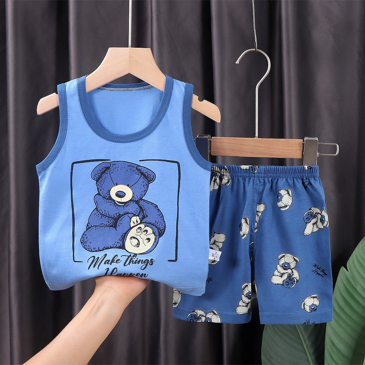 Toddler and Big Boys Summer Sleeveless Suit set-Sleeveless and shorts-ridibi
