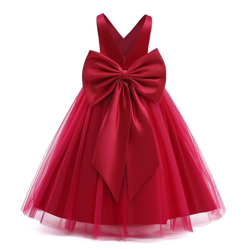 White Bridesmaid Dress Long Formal Dress 5-12 Yrs Big Girls-Dress-ridibi
