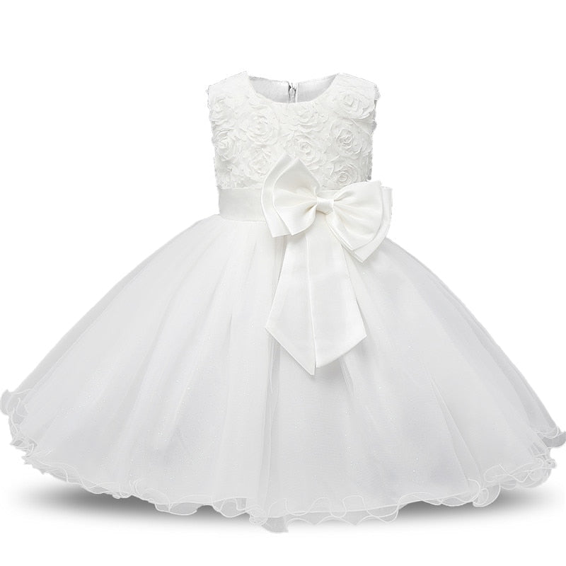 White Bridesmaid Dress Long Formal Dress 5-12 Yrs Big Girls-Dress-ridibi