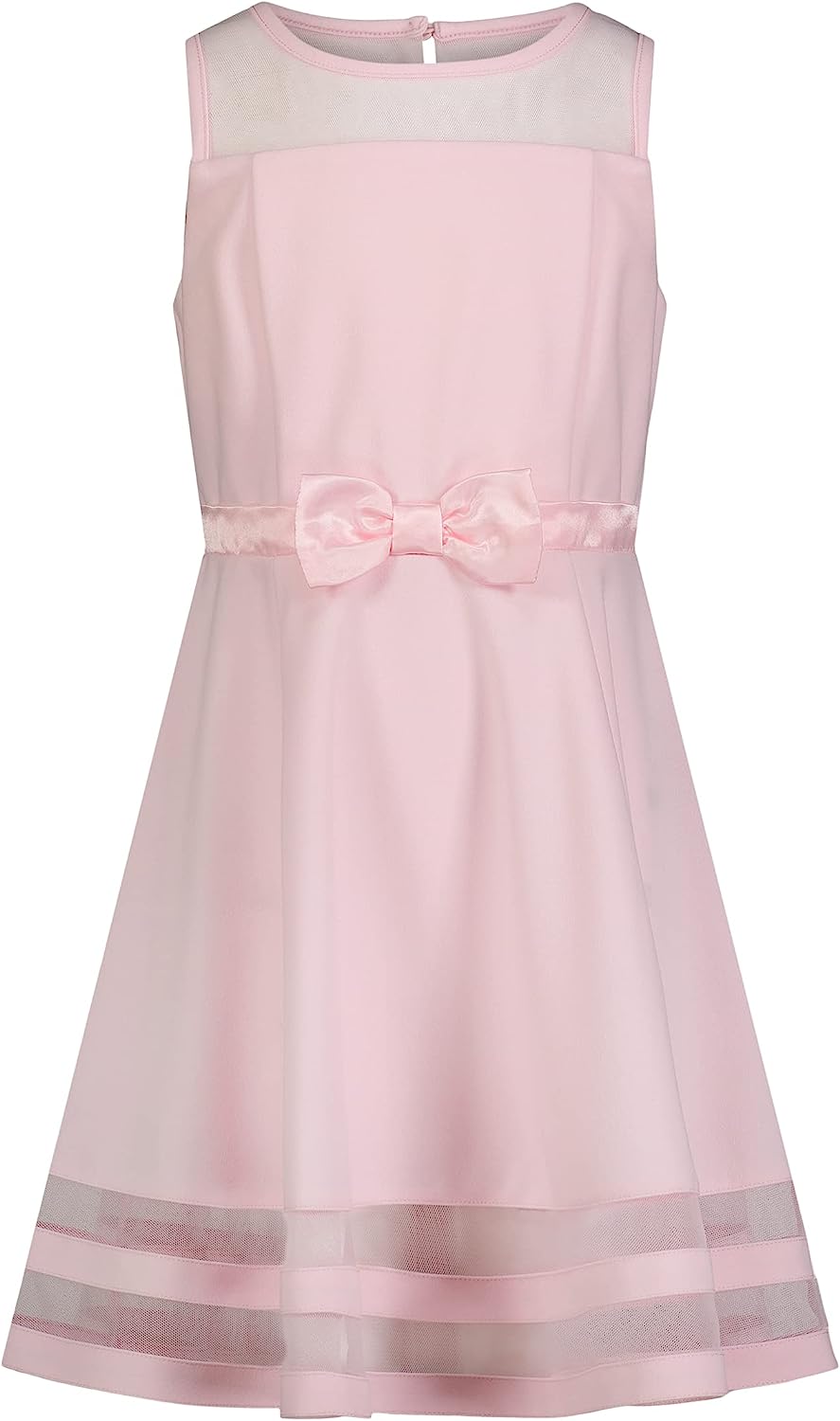 Calvin Klein Girls' Sleeveless Party Dress, Fit and Flare Silhouette, Round Neckline & Back Zip Closure-Back to results-ridibi
