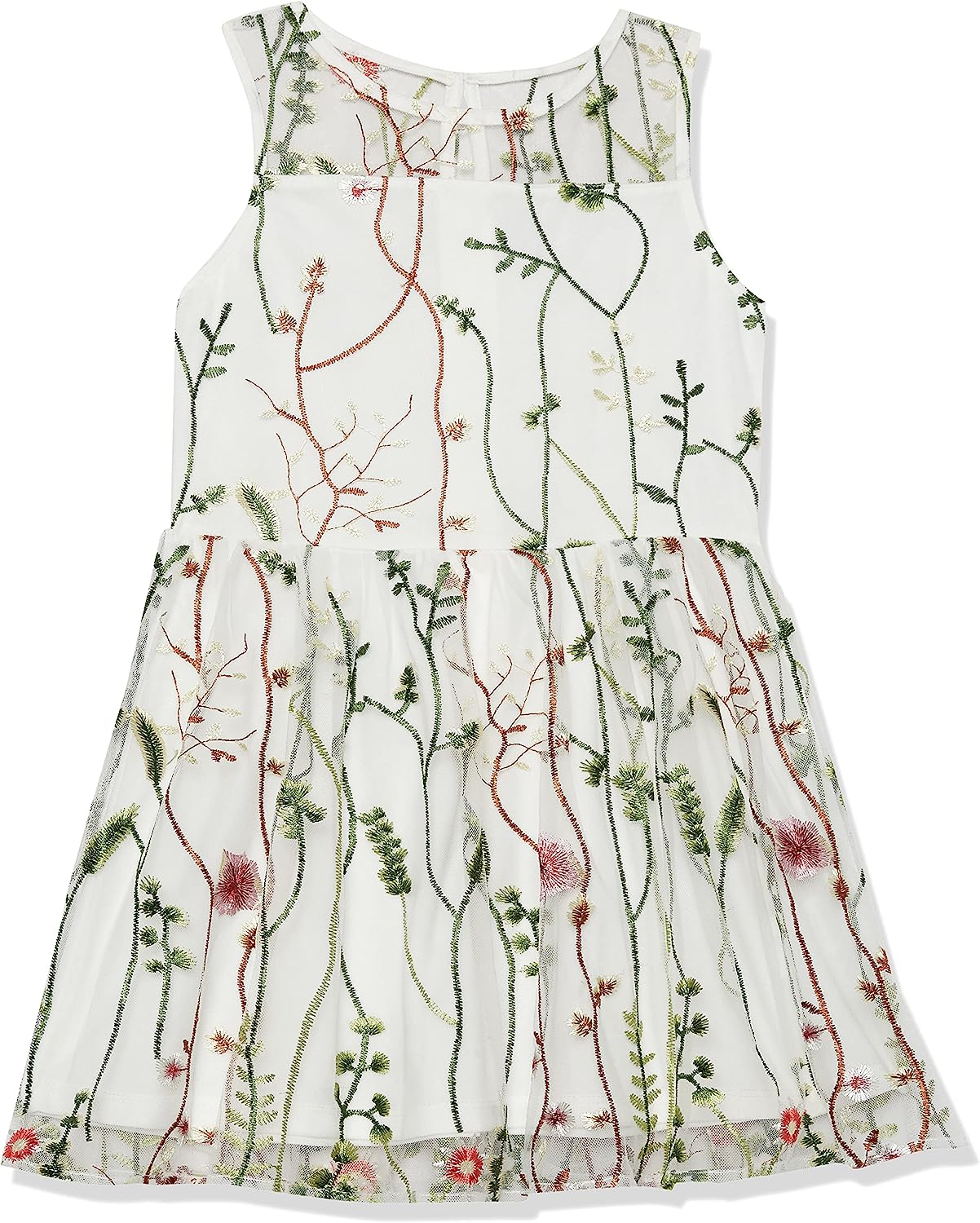 Calvin Klein Girls' Sleeveless Party Dress, Fit and Flare Silhouette, Round Neckline & Back Zip Closure-Back to results-ridibi