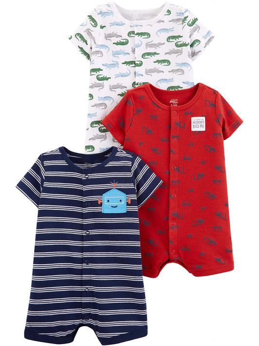 Carter's Baby Boys' Snap-Up Rompers, Pack of 3-Rompers-ridibi