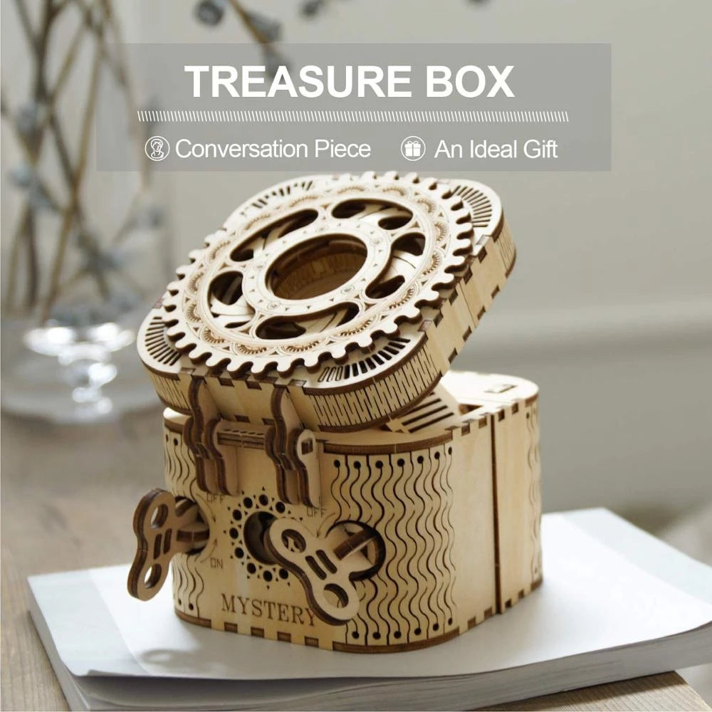 Robotime Rokr 123Pcs Treasure Box Creative 3D Wooden Puzzle Game Assembly Toys Chris Gift For Children Adults Teens-Toys-ridibi