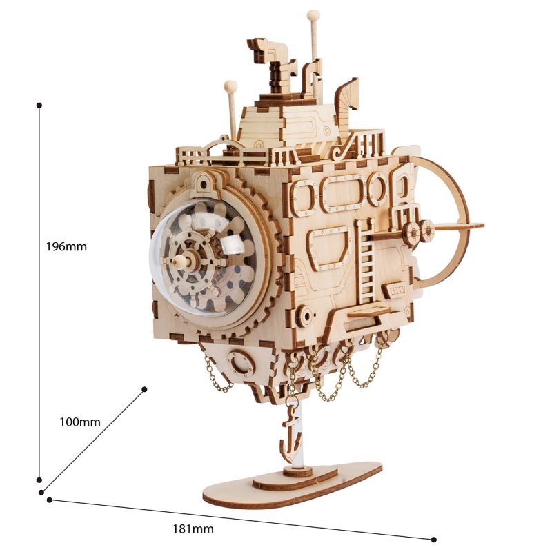 Robotime ROKR Robot Steampunk Music Box 3D Wooden Puzzle Assembled Model Building Kit Toys For Children Birthday Gift-Toys-ridibi