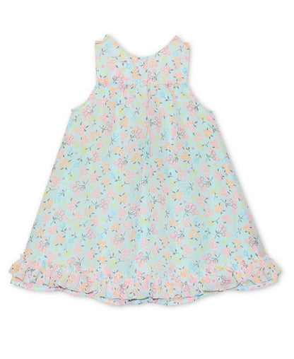 Toddler Girls Pastel Floral Ruffle Trim Swing Dress-Kids-ridibi