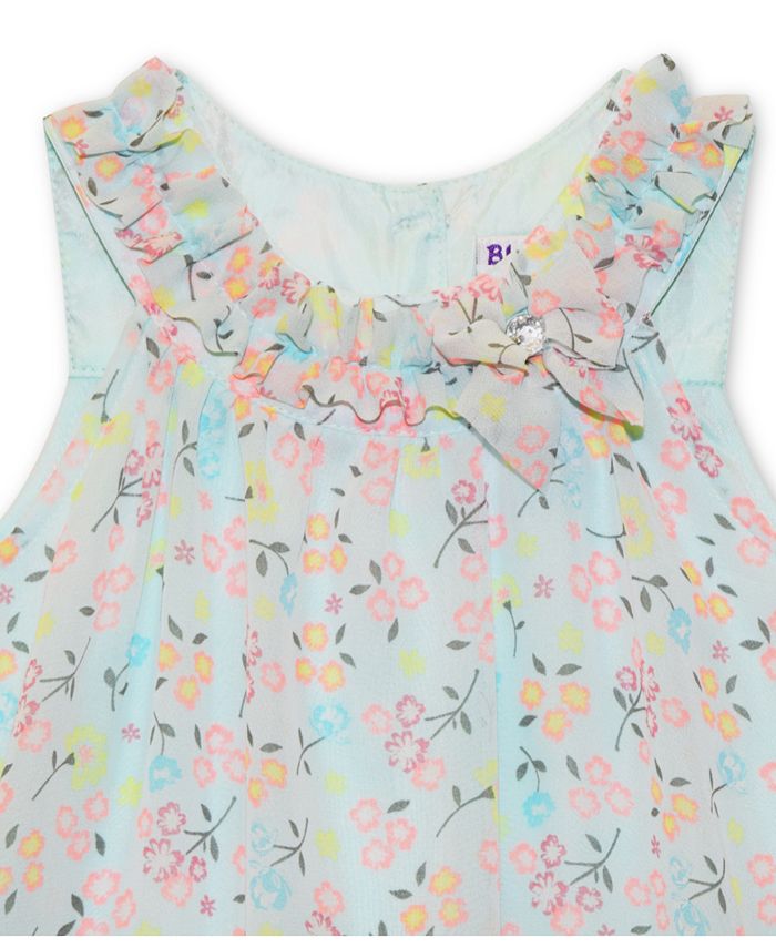 Toddler Girls Pastel Floral Ruffle Trim Swing Dress-Kids-ridibi