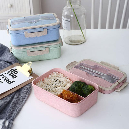 Student Lunch Box Three Grid Plastic Lunch Box Lunch Box-ridibi