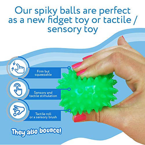 Impresa Products [5 Pack] Spiky Sensory Balls - Squeezy and Bouncy Fidget Toys - Sensory Toys – No BPA Phthalates Latex – School and Special Education Supply-Multi-Item Fidget Toy Packs-ridibi