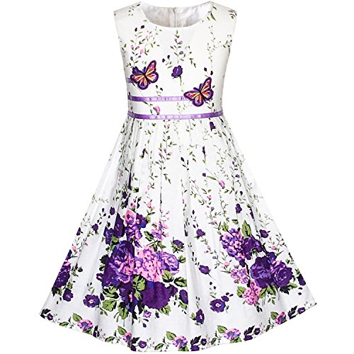 Girls Dress Rose Flower Double Bow Tie Party Sundress-Dress-ridibi