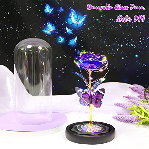 Great Mother's Day Rose Gifts for Mom Grandma Wife, Birthday Gifts for Women, Mothers Day Mom Gifts from Daughter Son, Enchanted Galaxy Roses Flower Gifts, Light Up Purple Rose Gifts for Her Women-Back to results-ridibi