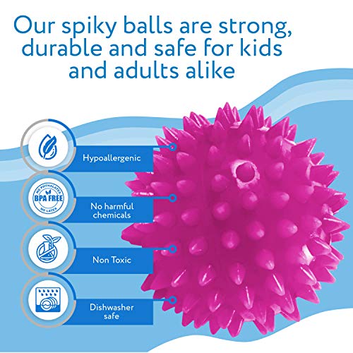 Impresa Products [5 Pack] Spiky Sensory Balls - Squeezy and Bouncy Fidget Toys - Sensory Toys – No BPA Phthalates Latex – School and Special Education Supply-Multi-Item Fidget Toy Packs-ridibi