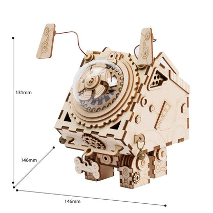 Robotime ROKR Robot Steampunk Music Box 3D Wooden Puzzle Assembled Model Building Kit Toys For Children Birthday Gift-Toys-ridibi