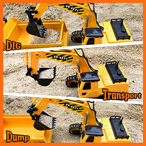 Gili RC Excavator Toy, Remote Control Hydraulic Toy Car for 4, 5, 6, 7, 8 Year Old Boys Girls, Construction Tractor Vehicle, Rechargable Engineering Digger Truck, Best Birthday Gifts for Kids Age 3yr-Back to results-ridibi