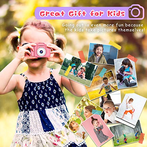 Kids Selfie Camera, Christmas Birthday Gifts for Girls Age 3-9, HD Digital Video Cameras for Toddler, Portable Toy for 3 4 5 6 7 8 Year Old Girl with 32GB SD Card-Pink-Video & DVD Players-ridibi