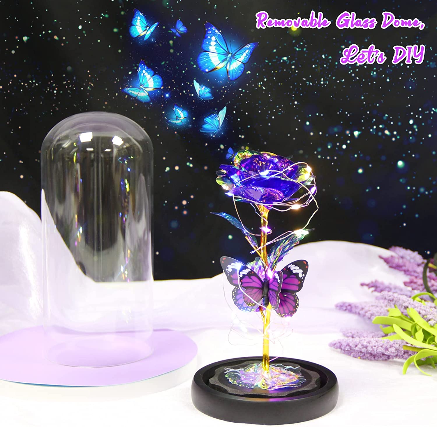 Great Mother's Day Rose Gifts for Mom Grandma Wife, Birthday Gifts for Women, Mothers Day Mom Gifts from Daughter Son, Enchanted Galaxy Roses Flower Gifts, Light Up Purple Rose Gifts for Her Women-Back to results-ridibi