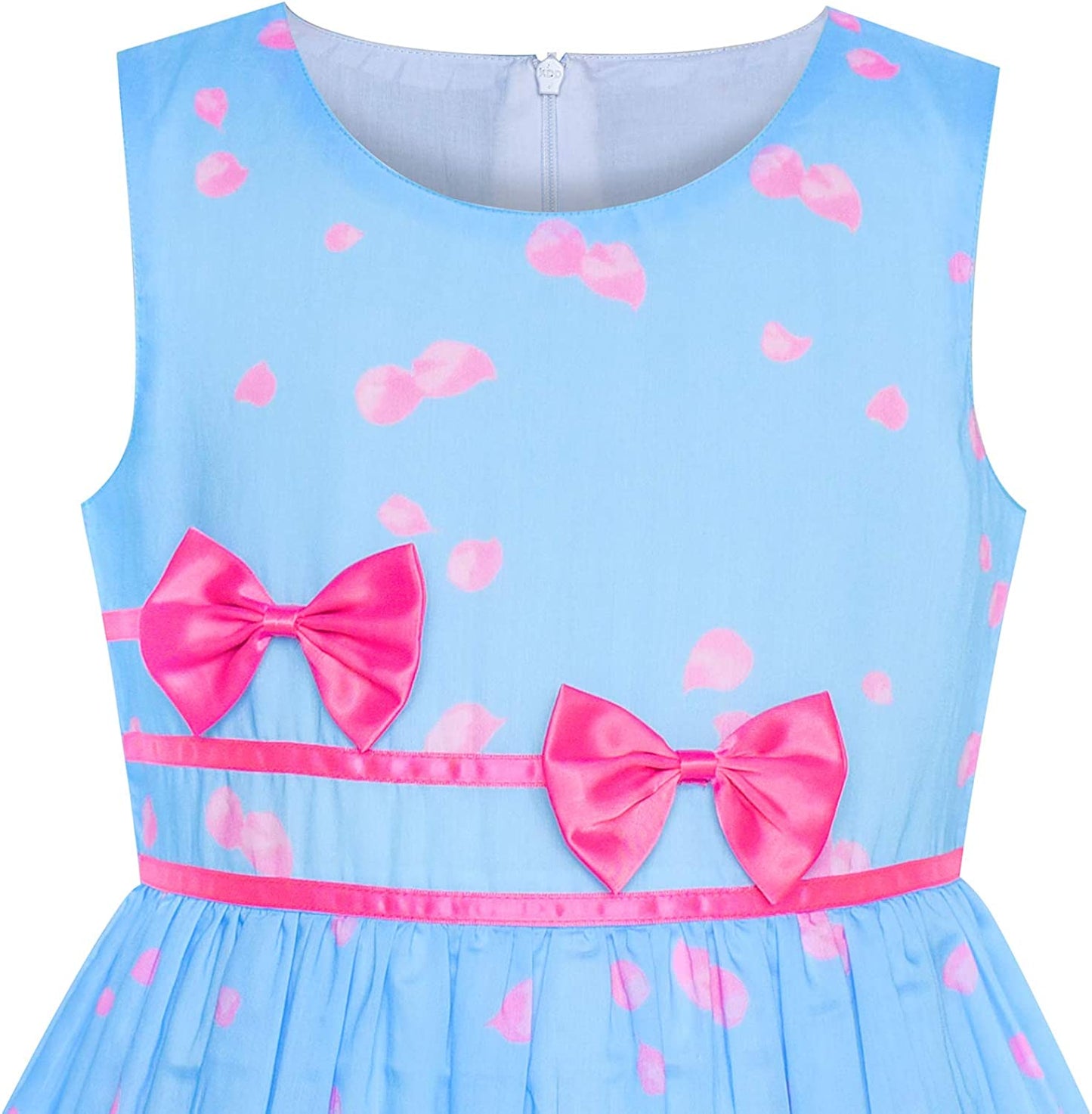 Girls Dress Rose Flower Double Bow Tie Party Sundress-Dress-ridibi